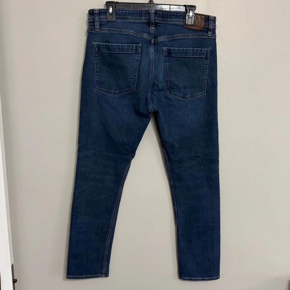 Revtown Mens 34x30 Dark Wash Slim Taper Fit Stretch Denim Blue Jeans